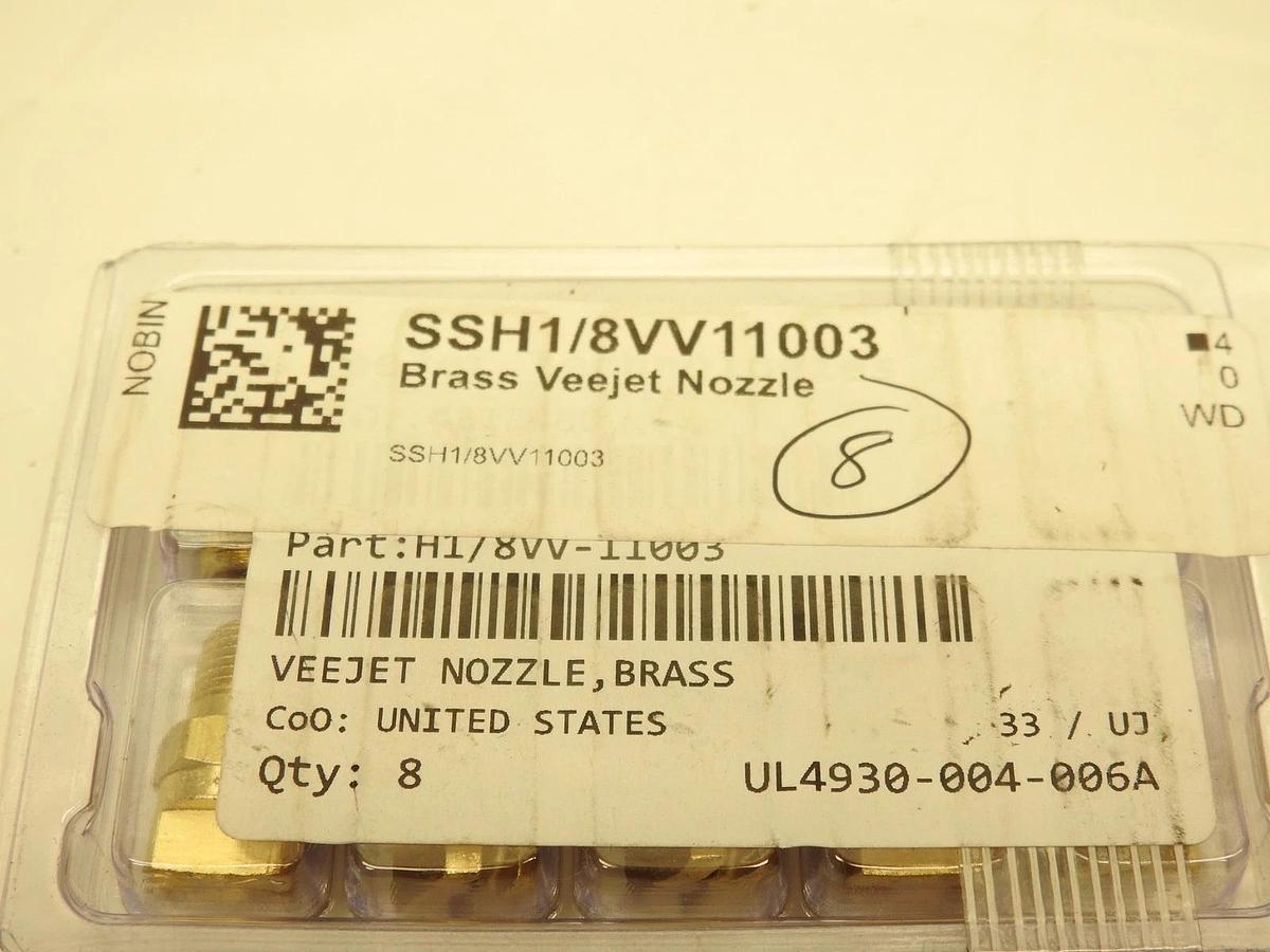 Lot Of 8 Brassjet SSH1/8VV11003 H1/8VV-11003 Spraying System Nozzles