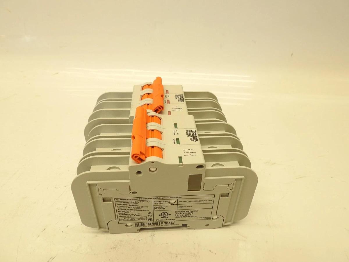Lot Of 2 Phoenix Contact 2907678 Circuit Breaker, 3P, 4A, 277/480Y