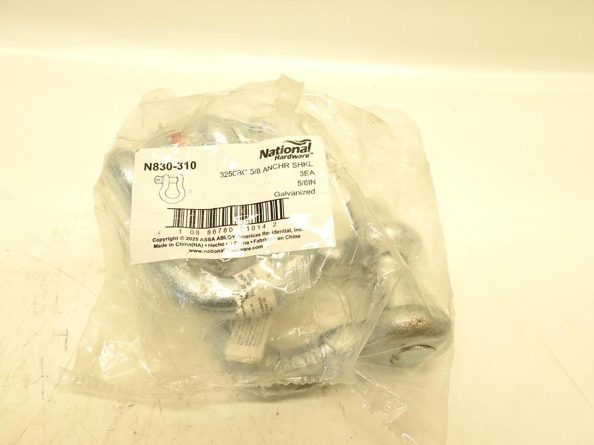 PACK OF 3 NATIONAL HARDWARE N830-310 5/8" ANCHOR SHACKLES GALVANIZED