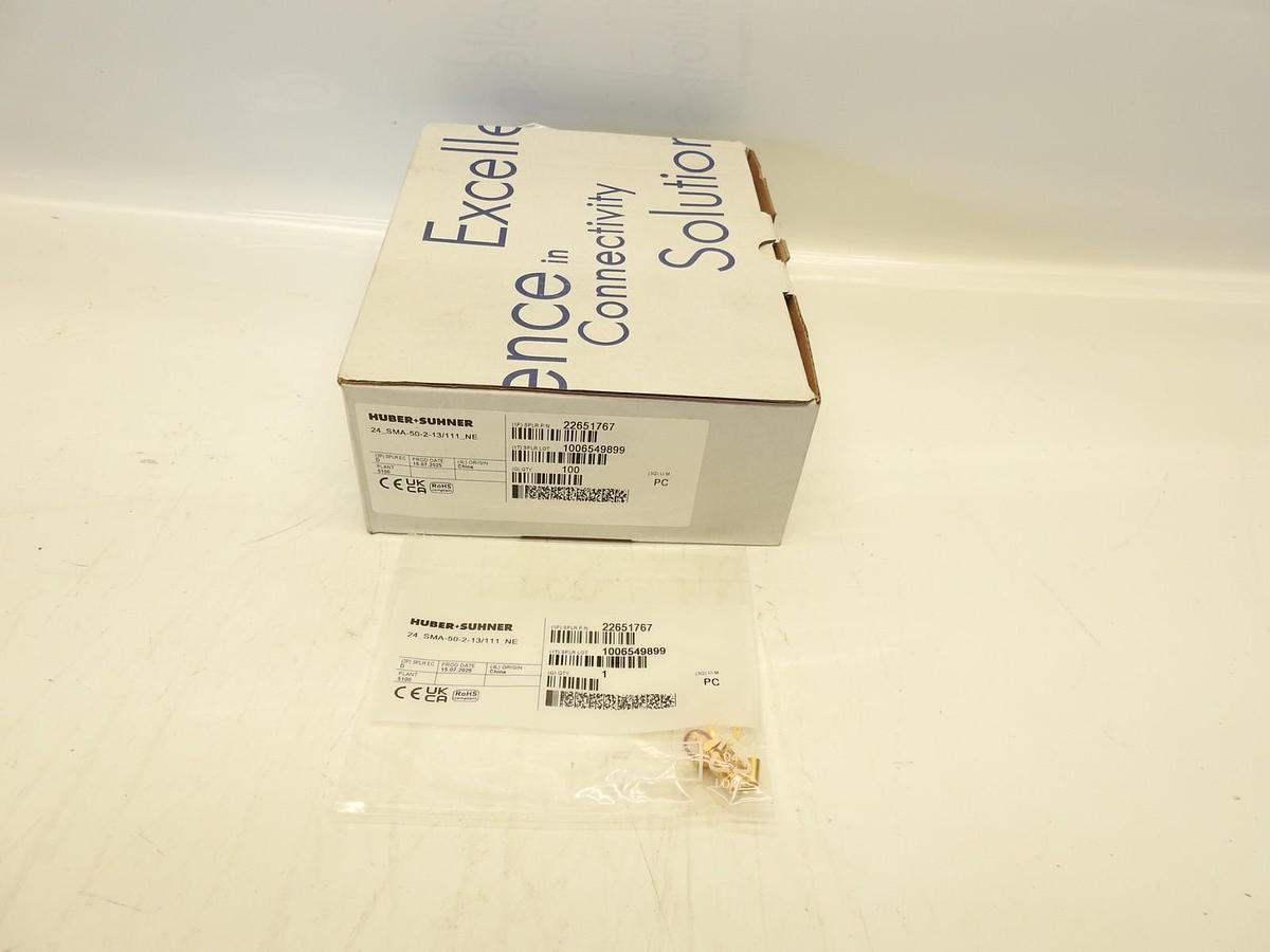 Lot Of 100 Huber+Suhner 24_SMA-5-2-13/111_NE COAXIAL CONNECTOR, SMA, 50 Ohm Fema