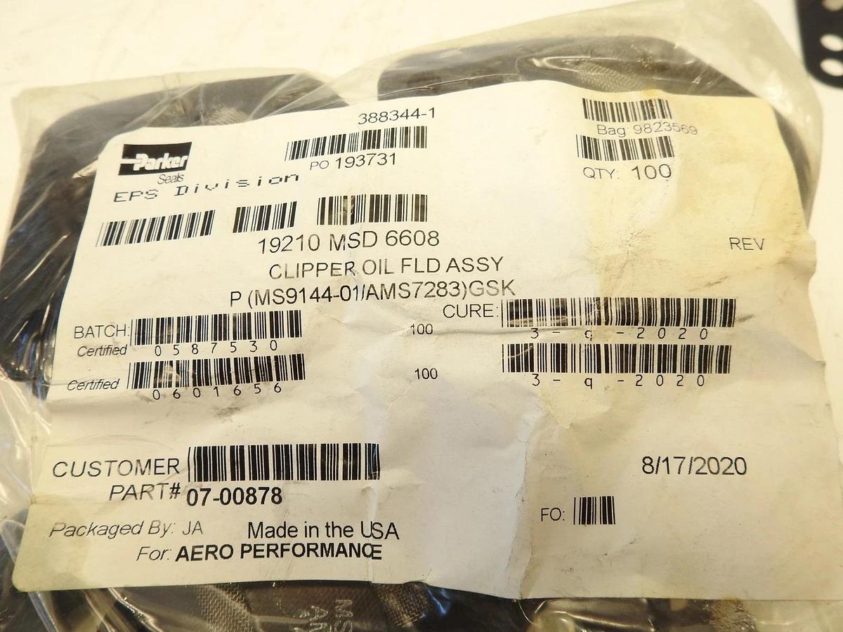 Oem Parker Aero Performance 07-00878 Propeller Governor Gasket AMS7283 MS9144-01