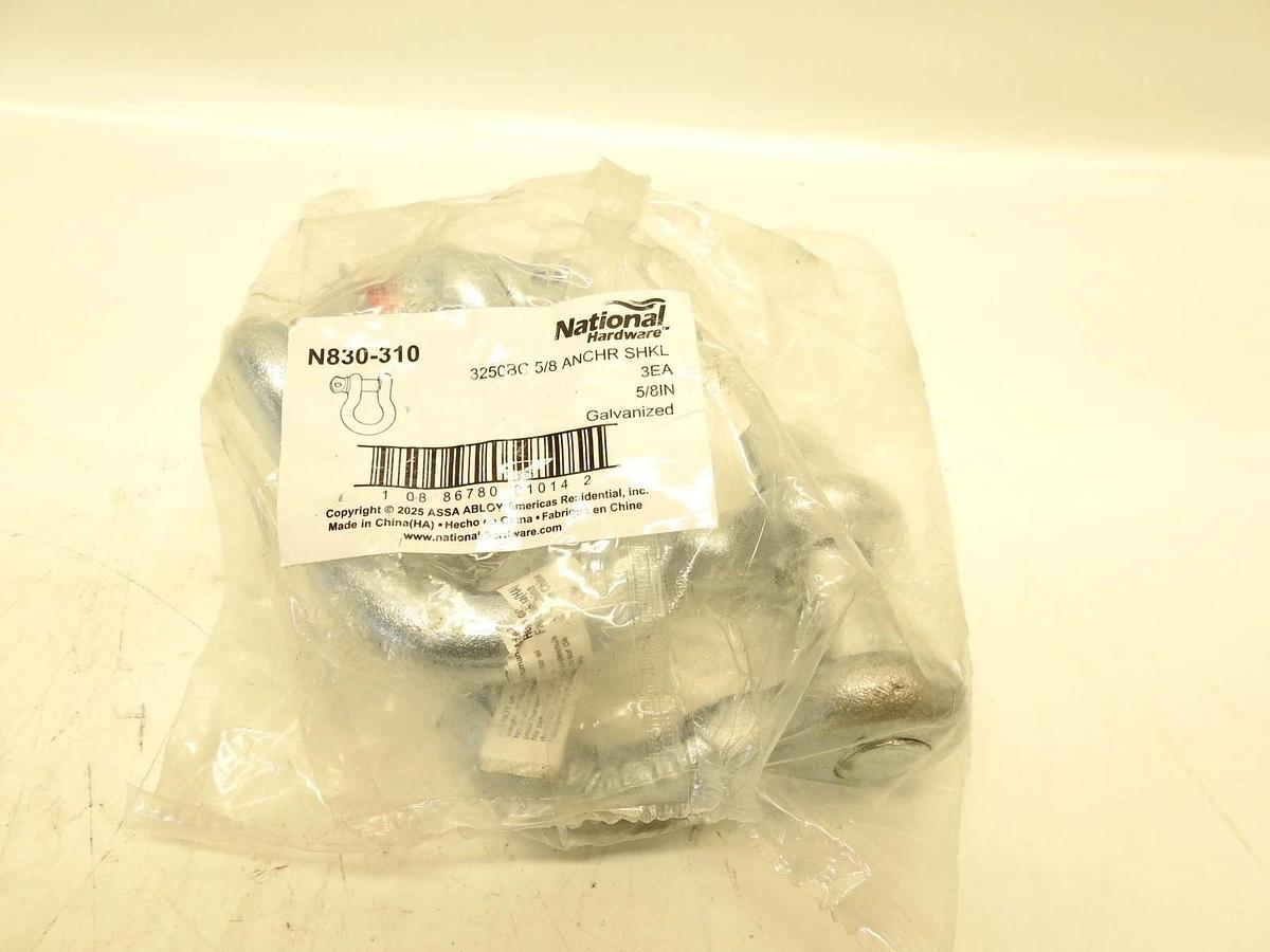 PACK OF 3 NATIONAL HARDWARE N830-310 5/8" ANCHOR SHACKLES GALVANIZED