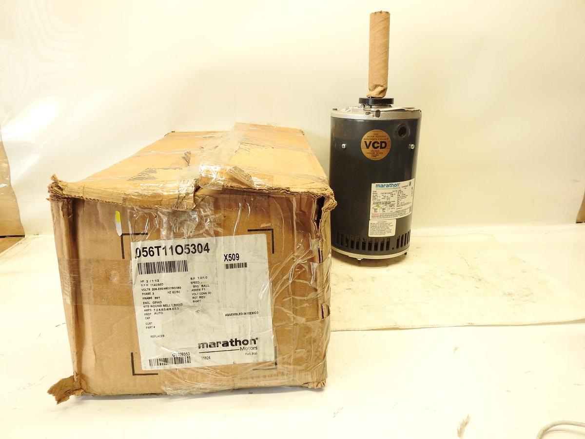 Marathon 056T11O5304 Condenser Fan Motor, 2 HP, 56Y Frame, 3-Phase, 1140 RPM