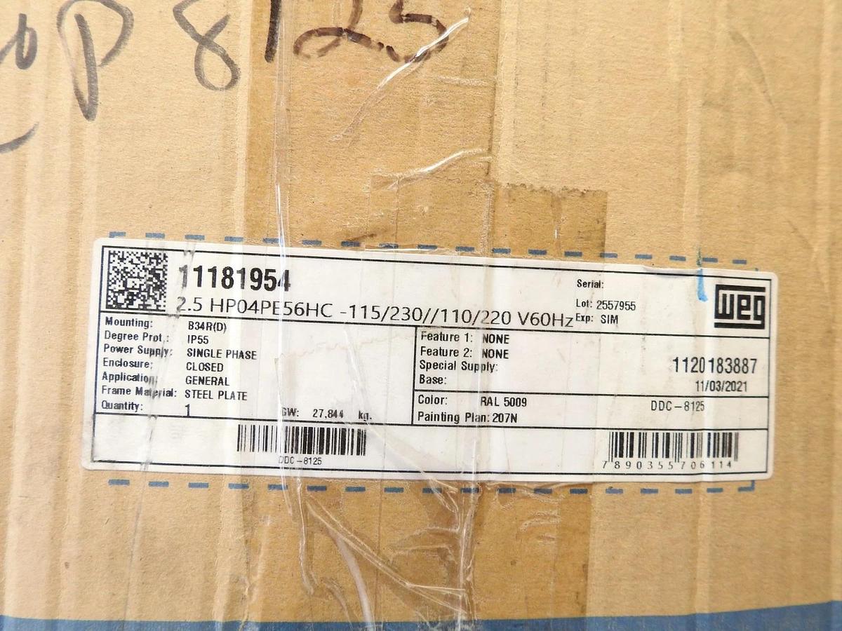 New Genuine WEG 11181954 Electric Motor HP04PE56HC-115/230/110/220V 60HZ  DDC-25