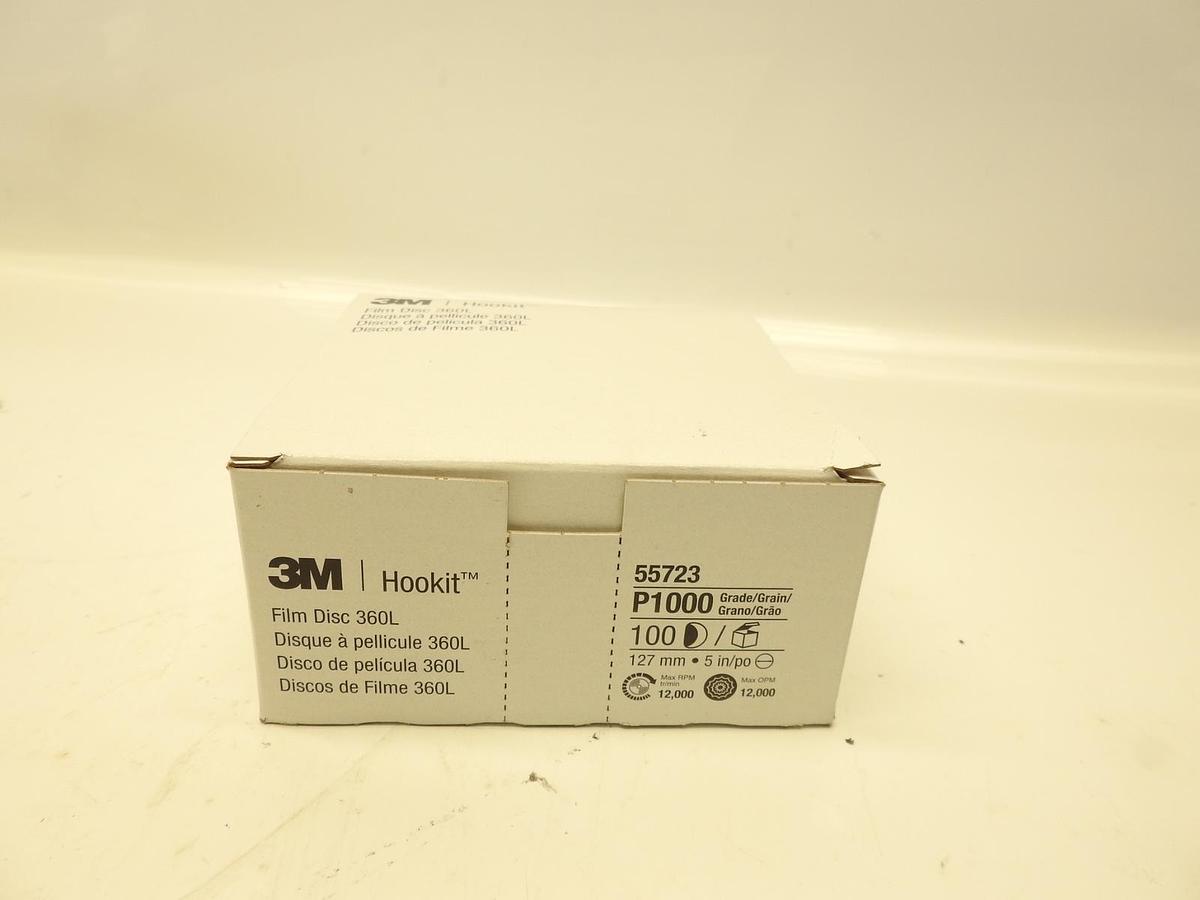3M 55723 Hookit 5" Finishing Film Disc, P1000 Grit (Box of 100)