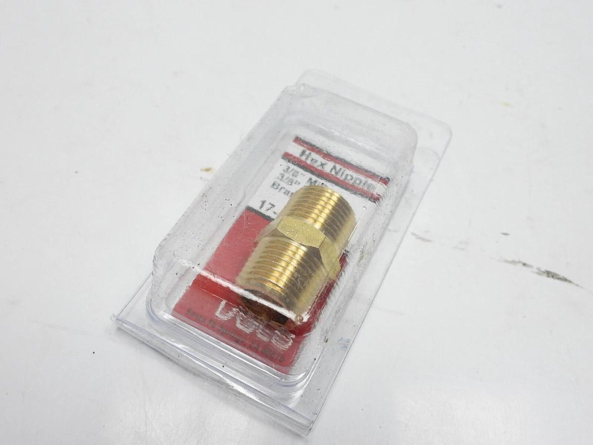 Lasco 3/8 In. MPT x 3/8 In. MPT Brass Hex Nipple Pack of 6 17-8631 Pack of 3