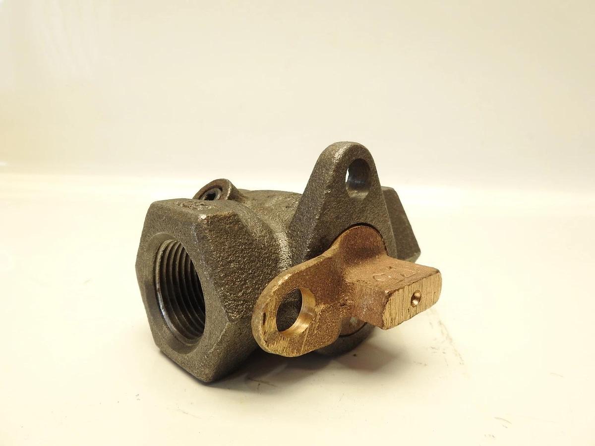 1" Mueller H-11175, FIP Gas Meter Valve Black Iron Body Brass Lockwing 175 PSI.