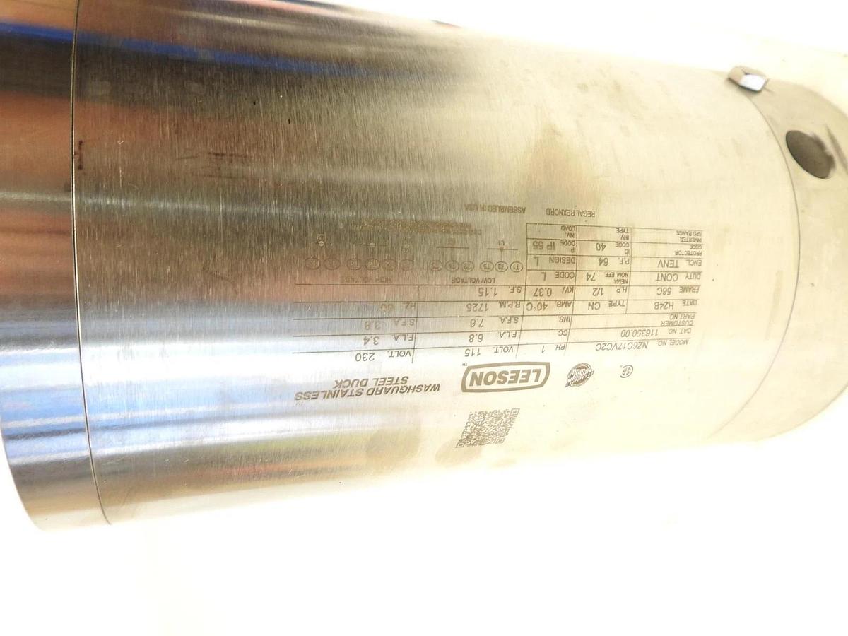 Leeson NZ6C17VC2C  116350.00, Premium Stainless Washdown Motor, 1/2 HP, 115/208-