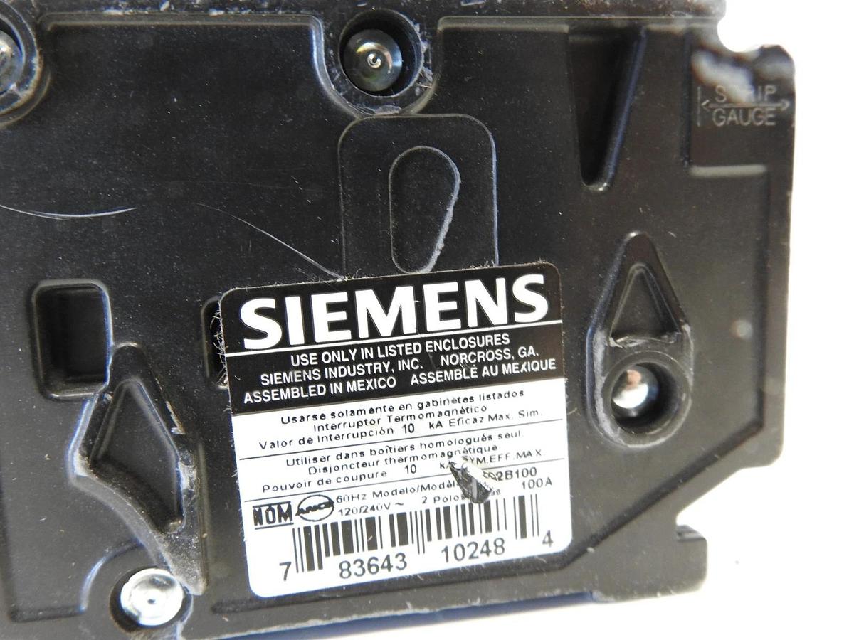 Siemens BQ2B100 100-Amp Double Pole 120/240-Volt 10KAIC Lug Out Breaker, Color