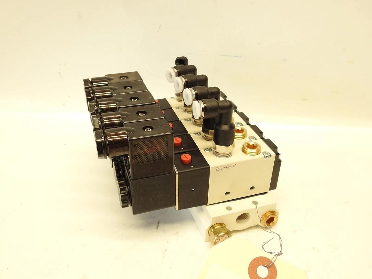 5 Port Pneumatic Solenoid Bank-24V M4V210-08-24VAC New Other