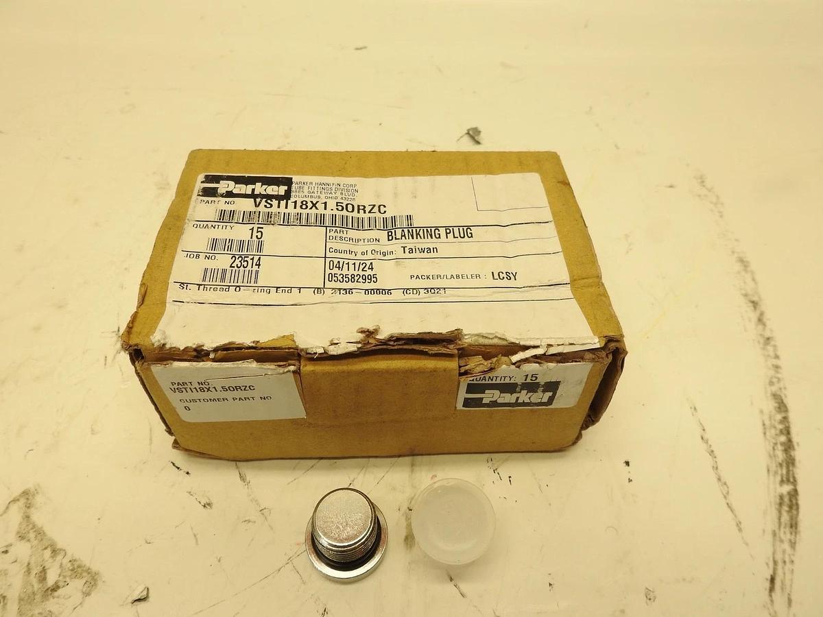Lot Of 15 Oem Parker VSTI18X1.50RZC Steel Blanking Plug