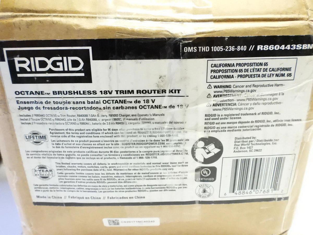 RIDGID Fixed Base Router 18-Volt Bluetooth Battery Charger Depth Adjustment
