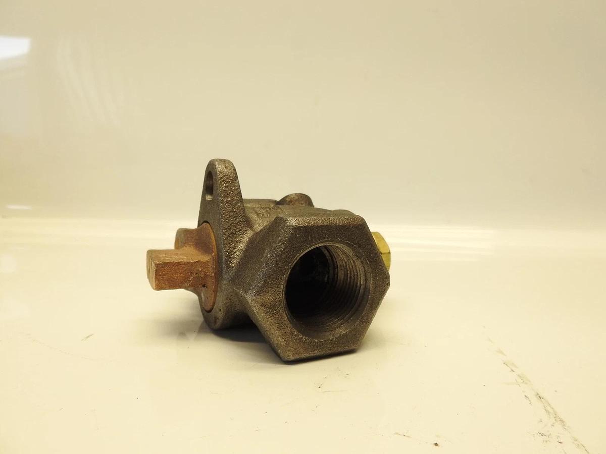 1" Mueller H-11175, FIP Gas Meter Valve Black Iron Body Brass Lockwing 175 PSI.