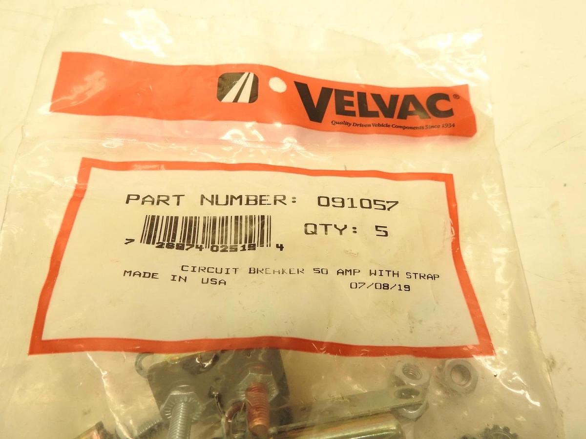 5PK Velvac Circuit Breaker 50 Amp With Strap - 091057