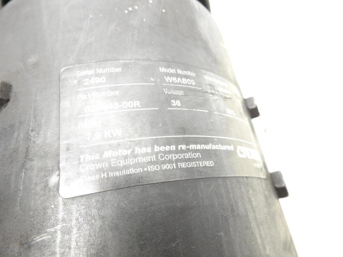 Used AS IS Crown Forklift 36V DC Lift Motor P/N 020943-00R, Model W6AB09, Good Used