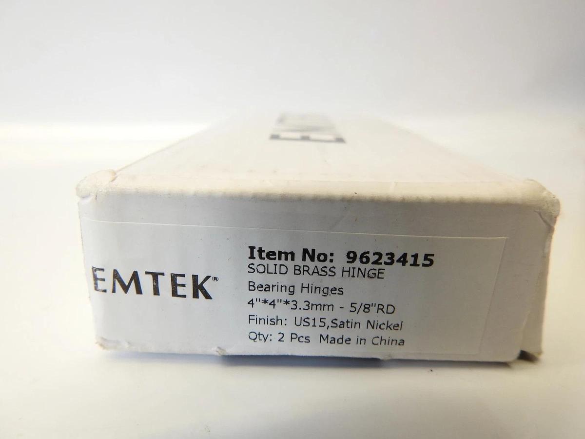 Emtek 96234-US15 Satin Nickel 4" 5/8" Solid Brass Heavy Duty, Plain Bearing Hing