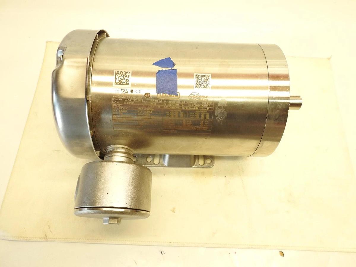 New Genuine Leeson Wash Down Motor, CZ145T17UK1E, 2 / 1-1/2 HP , 230/190 Volt