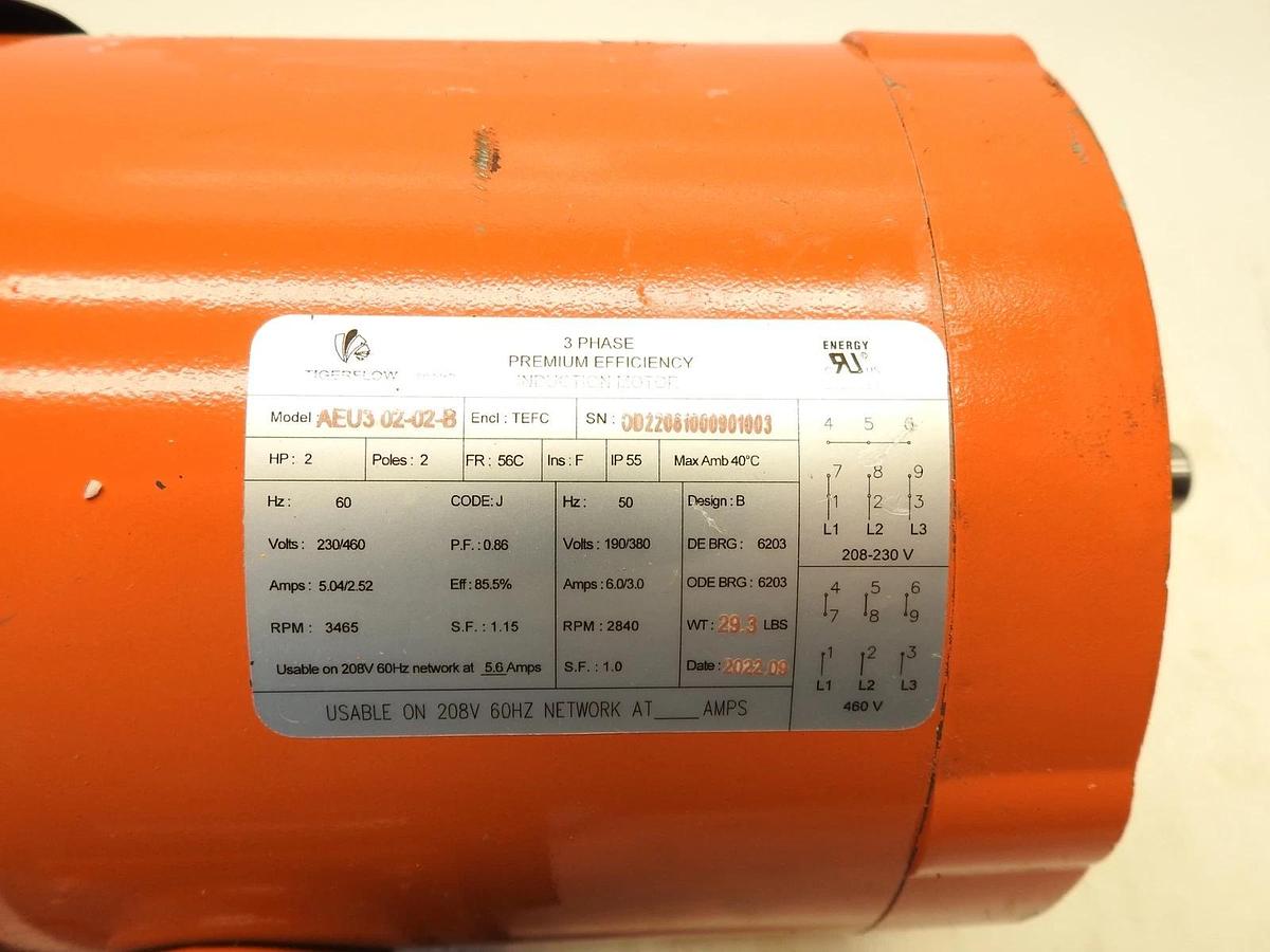 New Oem TigerFlow AEU3 02-02-B Induction Motor