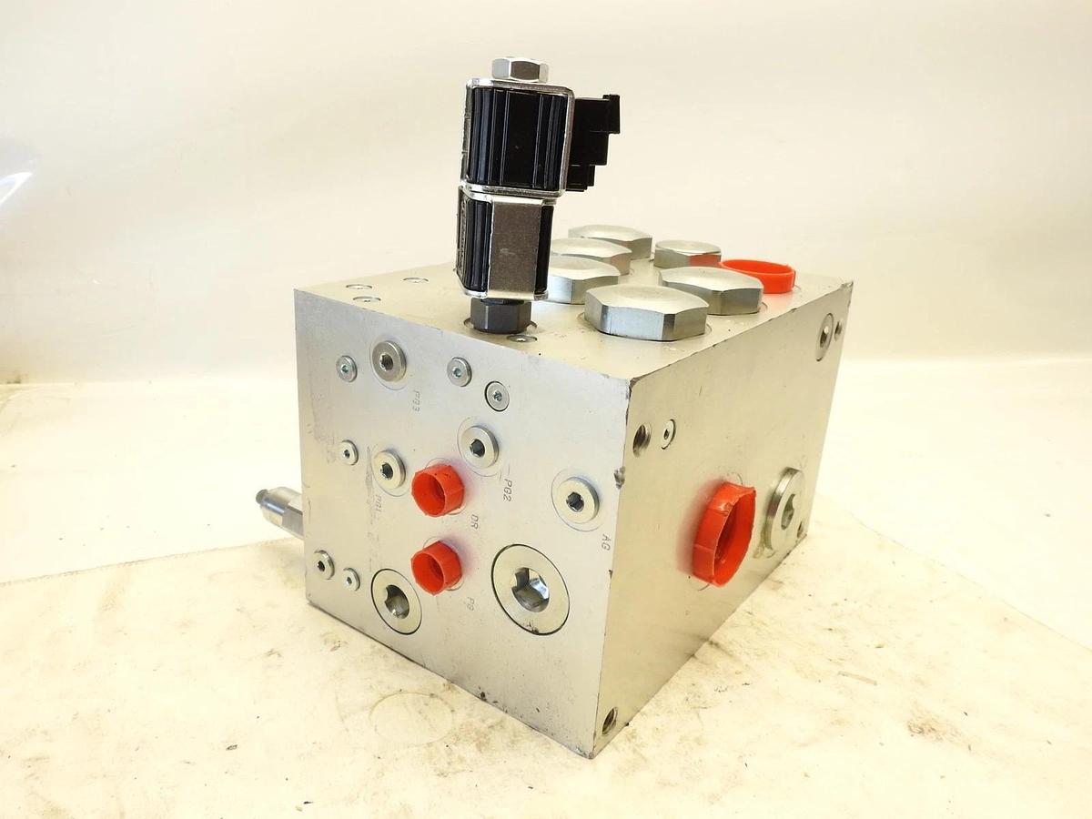 New Oem Parker IC-7509 243D Hydraulic Manifold Includes Valves & Solenoid