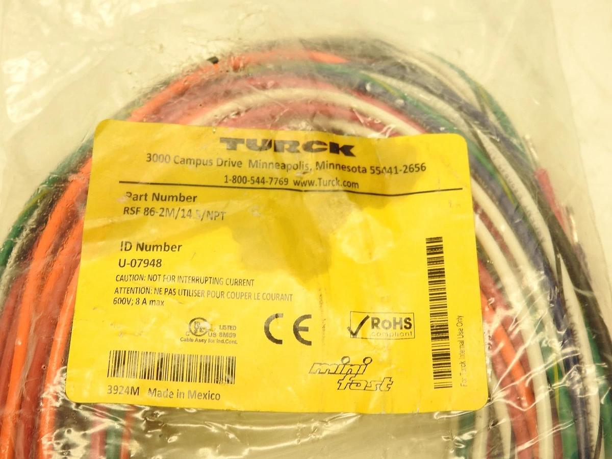 Turck U-07948 RSF 86-2M/14.5/NPT Ethernet receptacle bulkhead connector