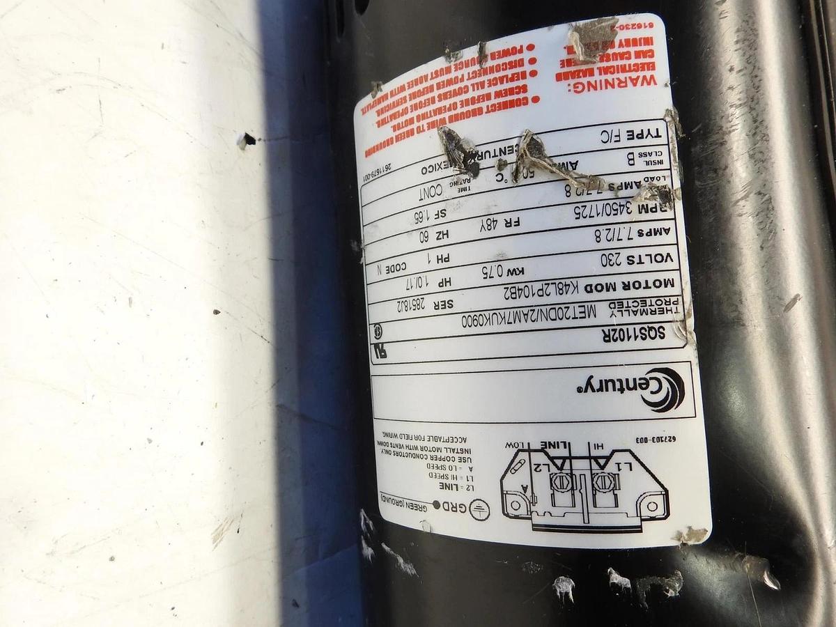 Century Sqs1102r Pool Pump Motor, Permanent Split Capacitor, 1, 1/6 Hp, 48Y