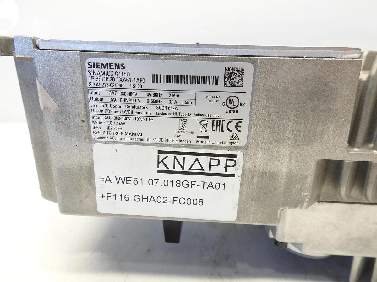 New Genuine Siemens 6SL3520-1XA61-1AF0 Sinamic G115D WM IP65/66 380