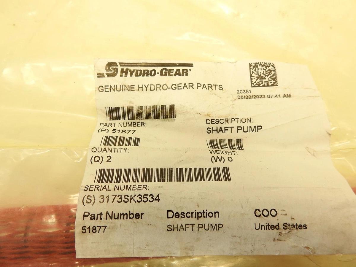 Lot Of 2 Hydro-Gear Genuine Part 51877 SHAFT PUMP