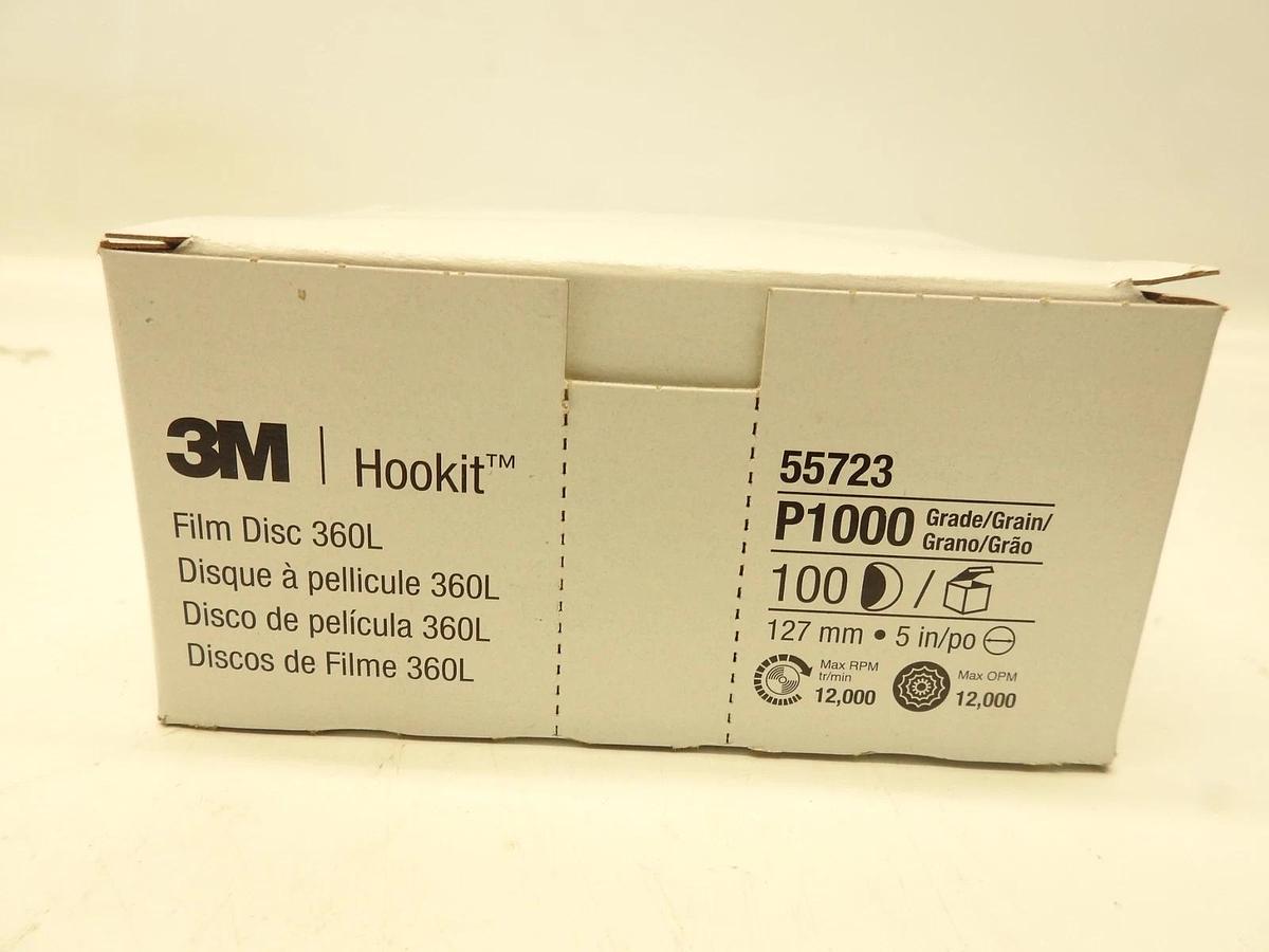 3M 55723 Hookit 5" Finishing Film Disc, P1000 Grit (Box of 100)