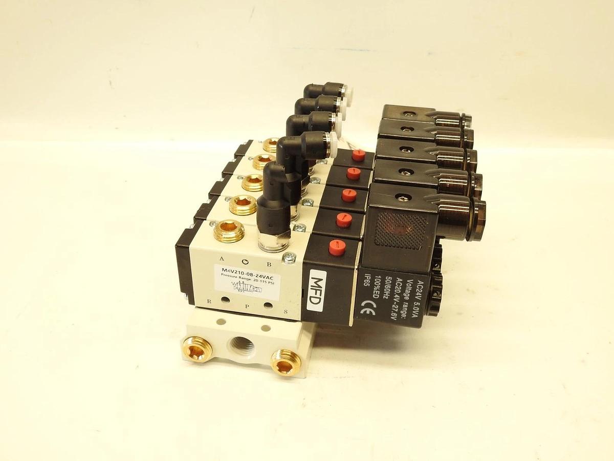 5 Port Pneumatic Solenoid Bank-24V M4V210-08-24VAC New Other