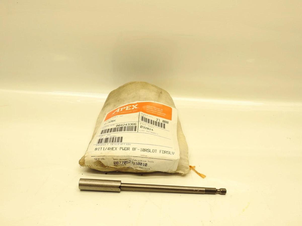 Lot Of 21 Apex P-328X Power Bit Slotted Head, Imperial, 8F-10R Bit Industry Size