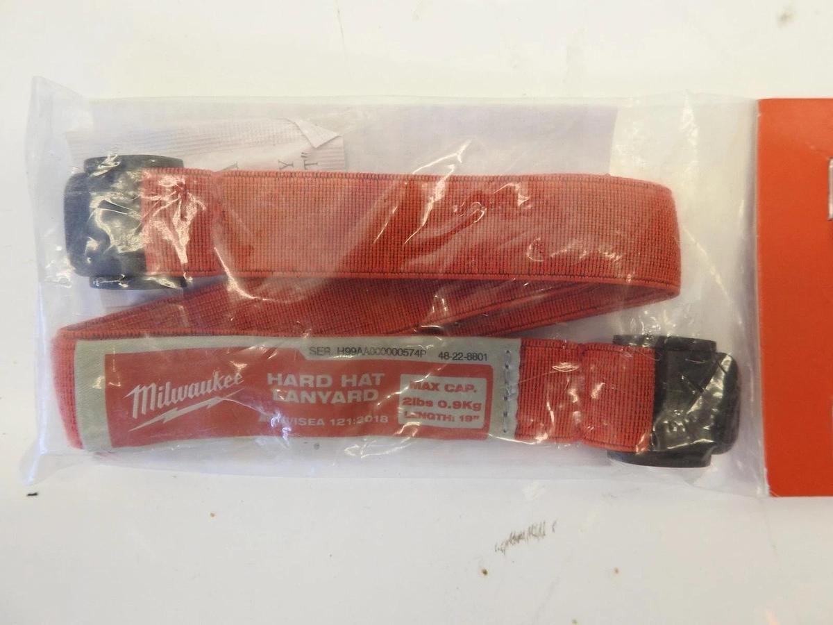 Lot Of 2 Milwaukee 48-22-8801, Hard Hat Lanyard, 2 lb Wt Capacity, Red