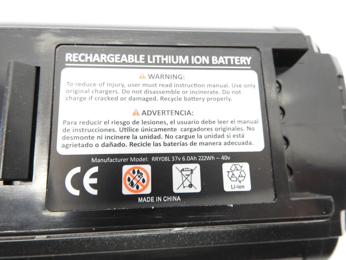 RRY08L For RYOBI 40V Li-Ion 6.0 Ah High Capacity Battery RRYO8L