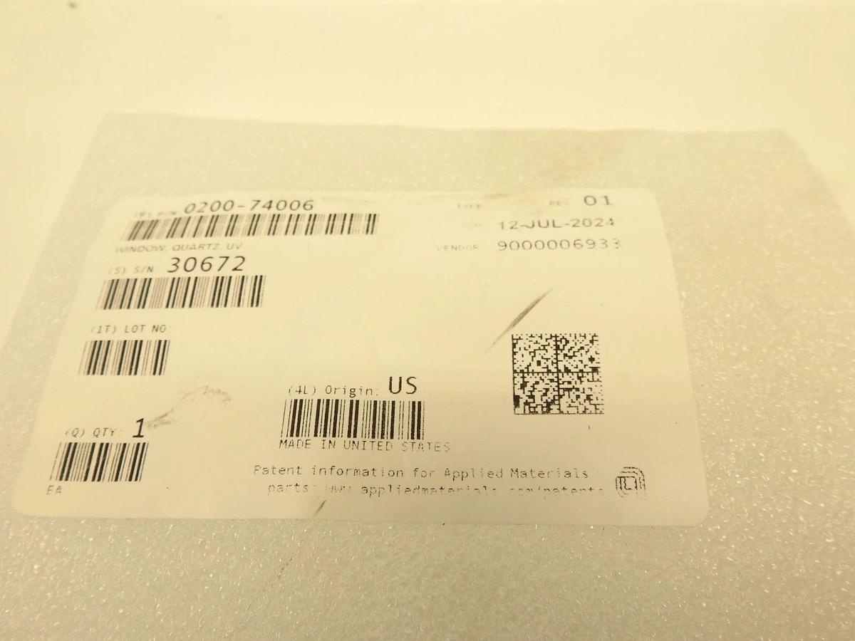 New Oem Applied Material AMAT  0200-74006 Window Quartz, UV