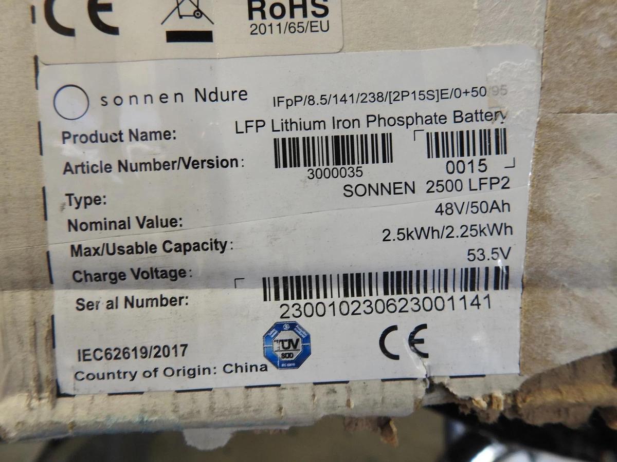 Sonnen 2500 LFP2 Solar Panel Lithium Iron Phosphate Battery 48V 50Ah 2.5kWh 53V