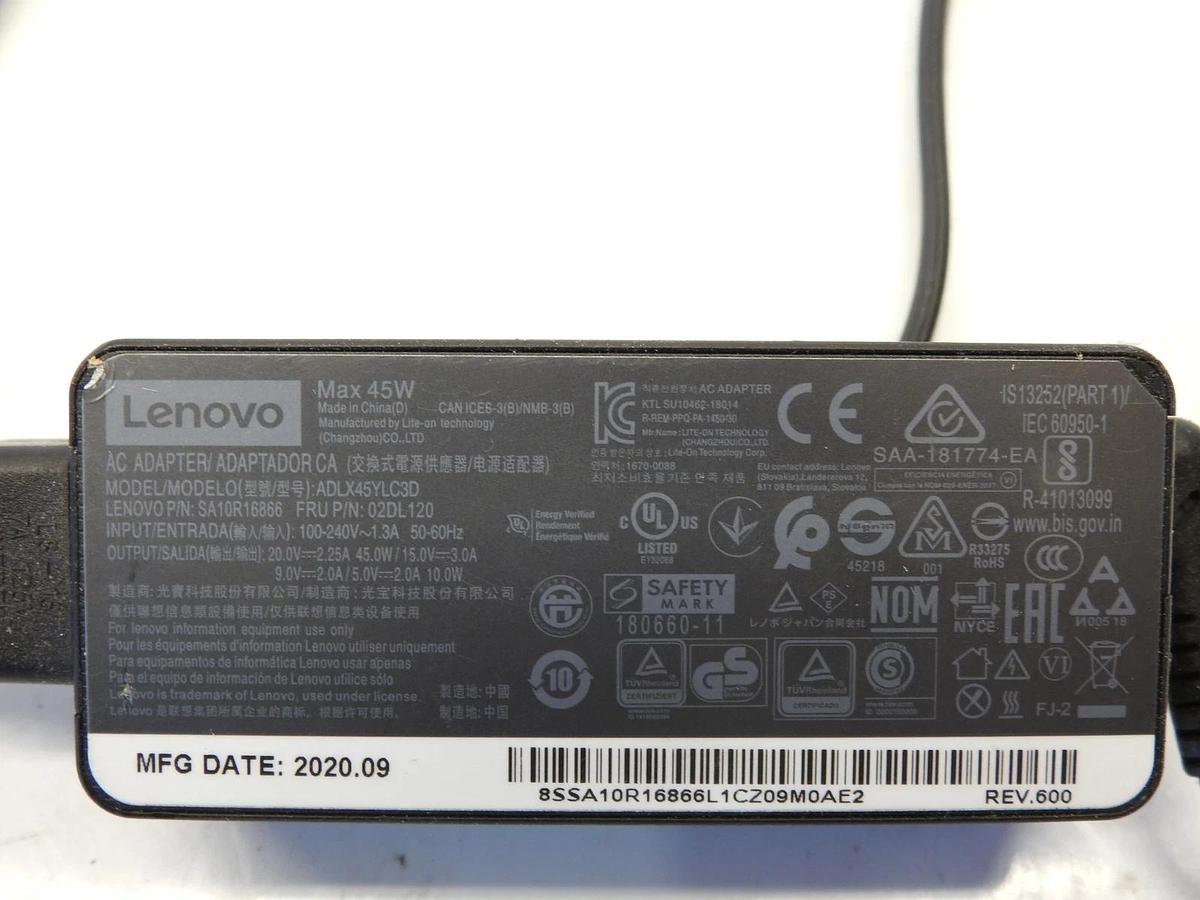 Original Lenovo Laptop Charger AC Power Adapter USB-C Type C Tip 20V 2.25A 45W
