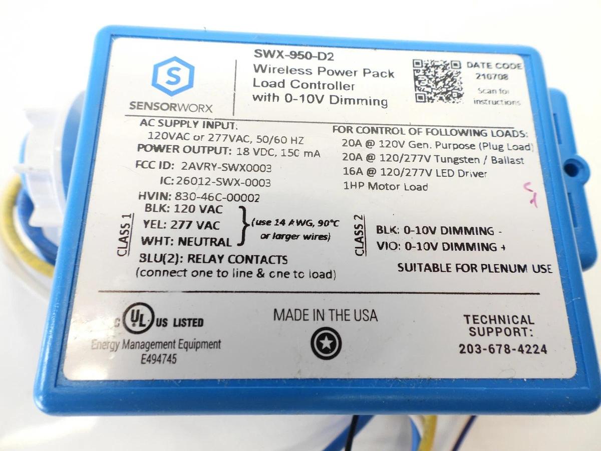 New SensorWorxILC ILC-SWX-950-D2 Wireless Power Pack Load Controller - 0-10V Dim