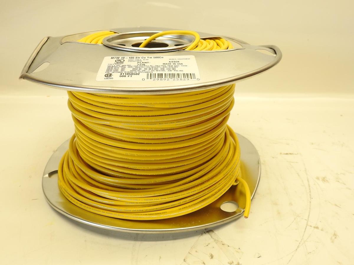 Southwire 10 AWG, 105 Strand, Yellow Machine Tool Wire PVC, Acid, Moisture and O