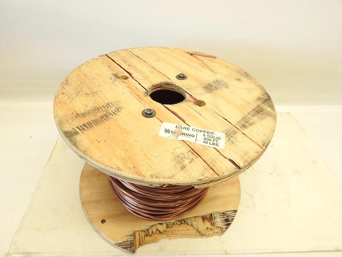 Nehring 500FT Bare Copper Wire Number 6 Solid 40LBS