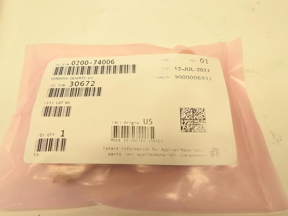 New Oem Applied Material AMAT  0200-74006 Window Quartz, UV