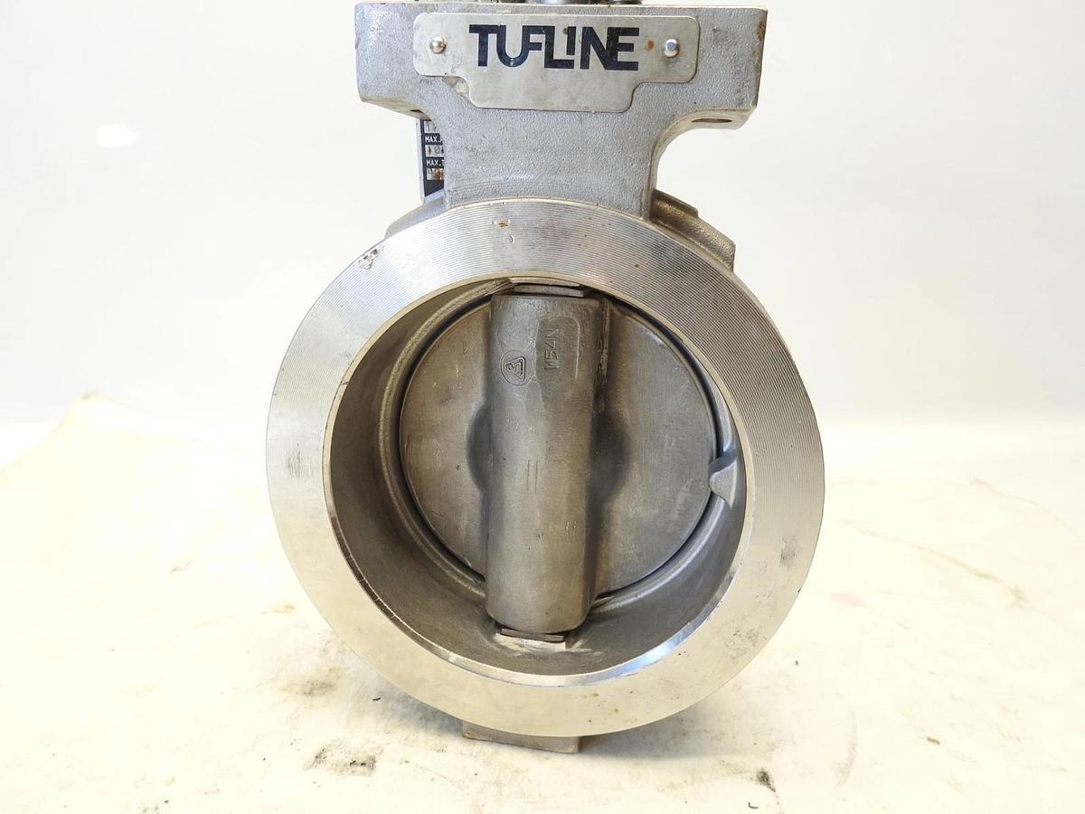 New Tufline 95C025L1 Butterfly Valve Iron 150 Stainless Wafer 4in