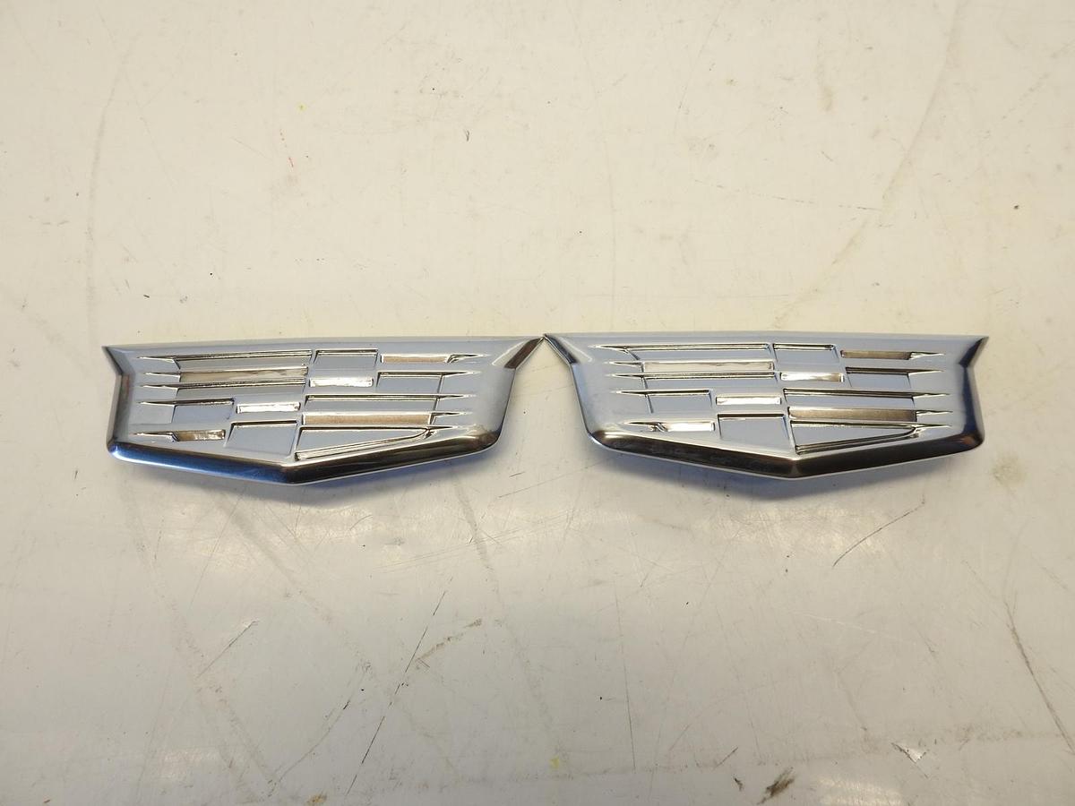 2Pk Car Side Fender Emblem Sticker Rear Badge Silver For Cadillac ATS CTS DTS SR