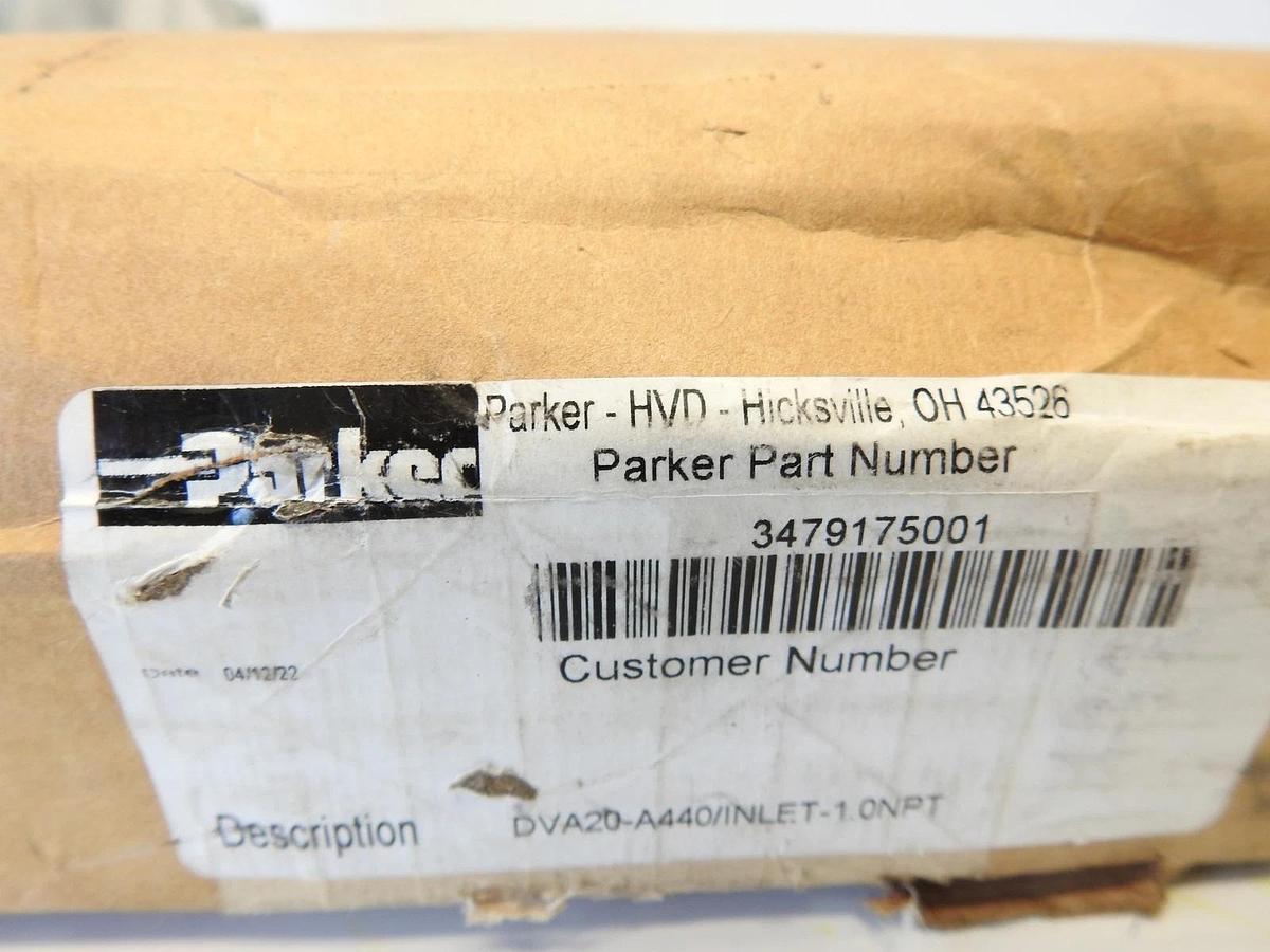 PARKER A440 INLET, DVA20 VALVES, PN: 347-9175-001, PN: 3479175001