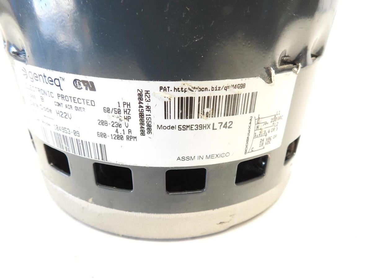 New Genuine GENTEQ BLOWER MOTOR 5SME39HXL742 1PH 1/2HP 208-230V 600-1200RPM