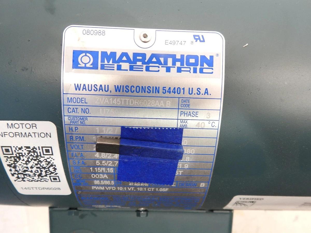 Marathon U759 1-1/2 HP, 230/460V, 1750 RPM, 145T Frame, General Purpose Motor