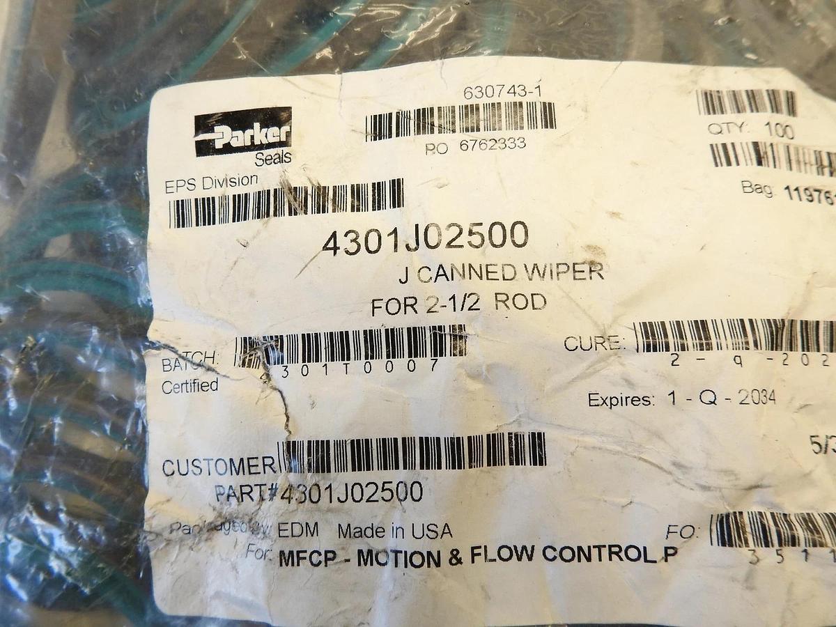 Lot Of 10 Oem Parker Wiper Seals 4301J02500 For J Canned Wiper 2-1/2 rod