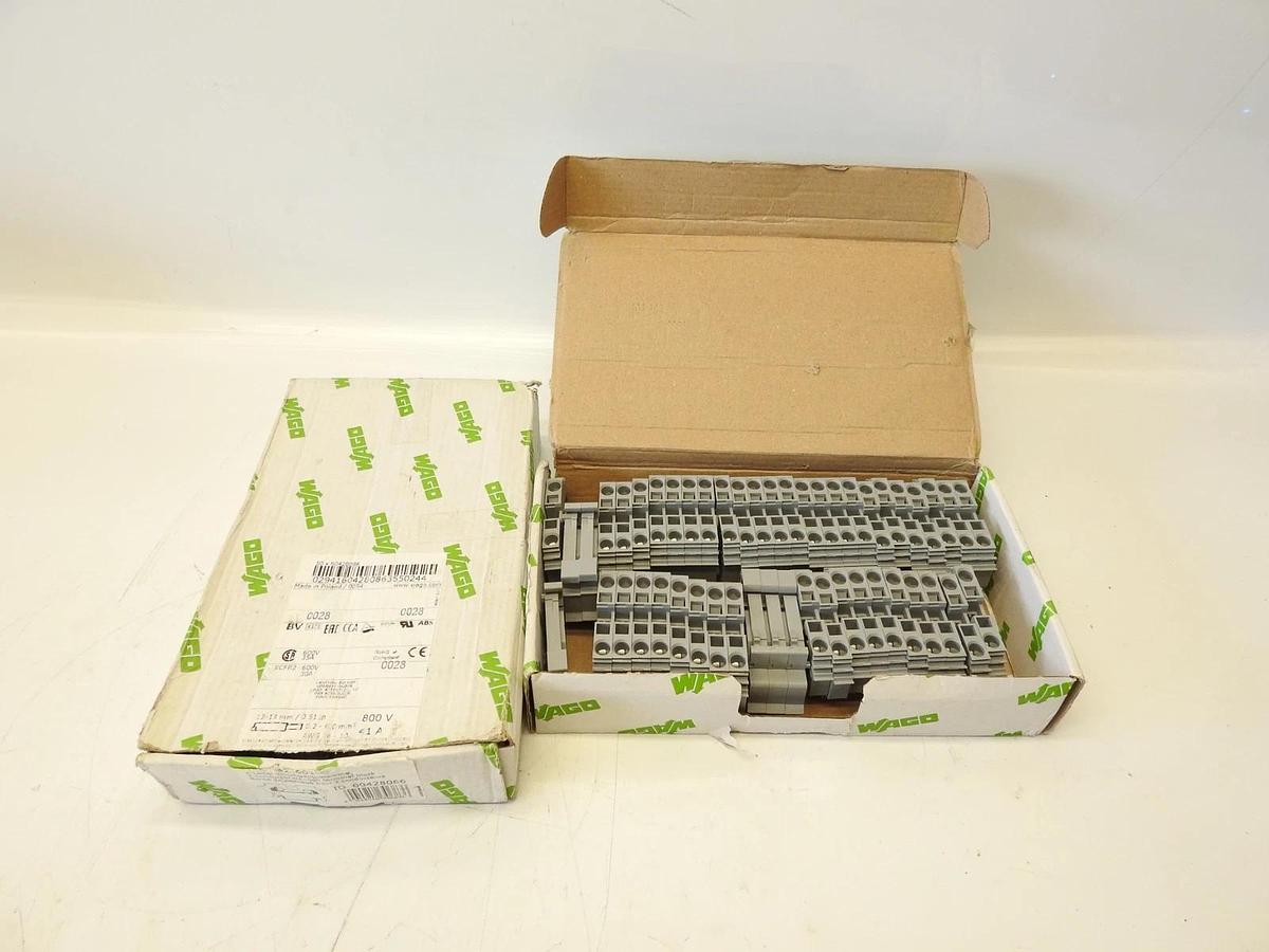 Lot of 100 Wago 284 IEC 60947-7-1 Terminal Blocks DIN Rail Mount, AWG 24-8