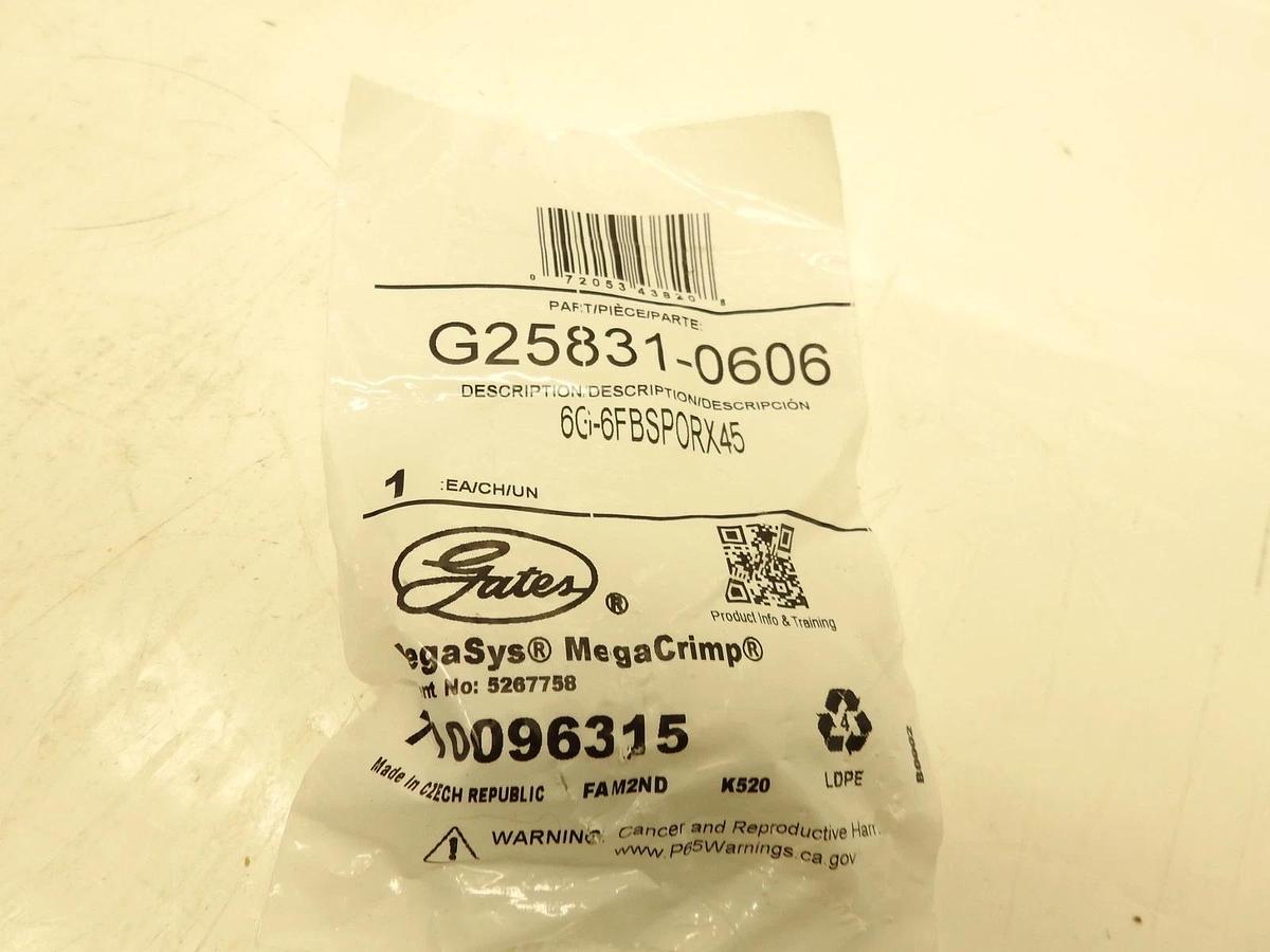 Gates 6G-6FBSPORX45 - G25831-0606 Hydraulic Hose Fitting