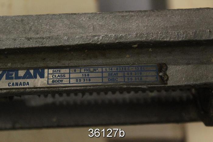 Used Velan 6" Hand Operated Knife Gate Valve, L14-0320C-13BL #36127