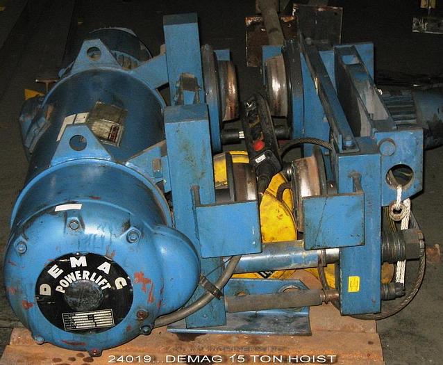 Used Demag HKP632H13L4/1F10 Hoist, 15-Ton, 21 Foot Lift; 20 Hp, 16 Fpm Main Motor; 2.3 Hp, 1.6 Fpm, 575V, Creep Motor, #24019
