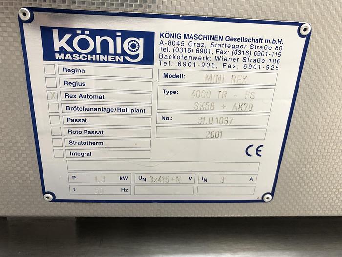 Refurbished Konig Mini Rex 4000, 2 pocket roll plant with forming station, Refurbished with new pinner belts